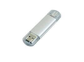 Флешка с Micro USB, 64Гб (Серебряный)