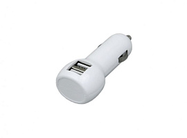 Автомобильная зарядка, 2 USB порта (Белый)