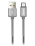 Кабель  USB 2.0 - microUSB, 2.1A, серый, OLMIO