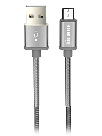 Кабель  USB 2.0 - microUSB, 2.1A, серый, OLMIO (Серый)