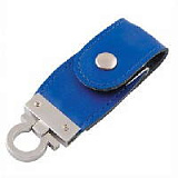 USB-Flash накопитель (флешка) "Button" в кожаном корпусе с металлическими вставками, с клапаном на к