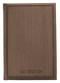Ежедневник датированный 2021 Infolio Wood тёмно-коричневый, обложка твердая с поролоном, размер А5 (коричневый)