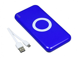 Универсальное зарядное устройство power bank c функцией беспроводной зарядки (Синий)