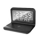 Настольные часы "Smart Time" с беспроводным (15W) зарядным устройством, будильником и термометром, с